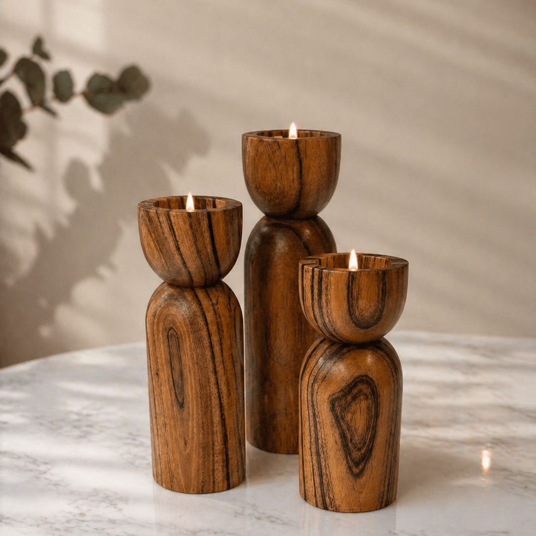 WOODEN CANDLE STAND